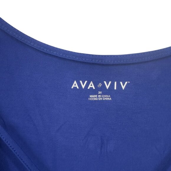 Ava & Viv Womens Plus Size 3X Blue V-Neck Short Sleeve Top - Picture 4 of 9